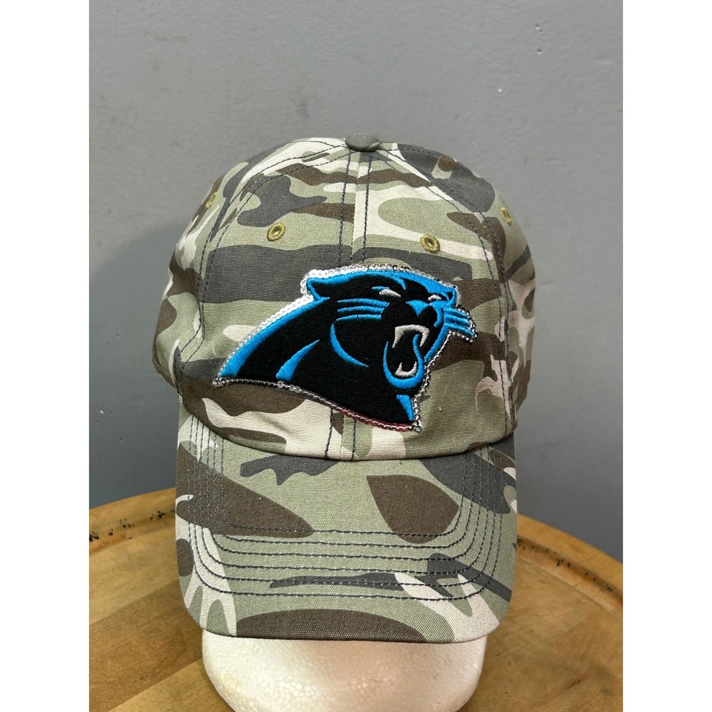 '47 Brand‎ Carolina Panthers Hat Women OSFM Camo Sequin Logo NFL Baseball Cap